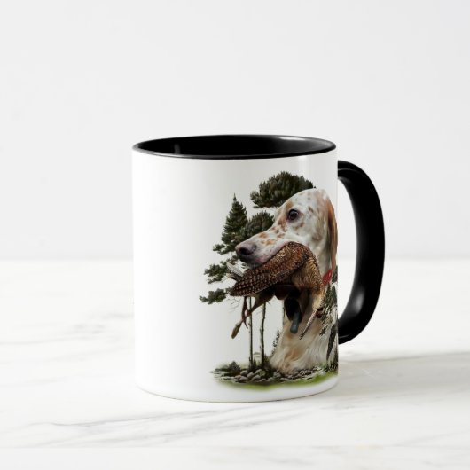 Engelse Setter, jacht op houtsnippers Mok (Voorkant rechts)