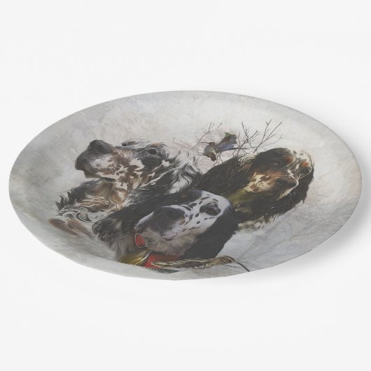 Engelse Setter, jacht op houtsnippers Papieren Bordje (Gekanteld)