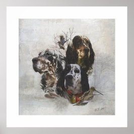 Engelse Setter, jacht op houtsnippers Poster