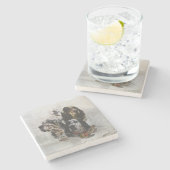 Engelse Setter, jacht op houtsnippers Stenen Onderzetter (Zijkant)