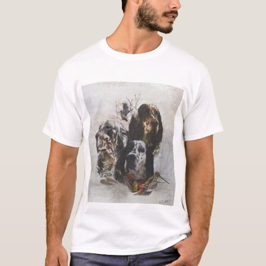 Engelse Setter, jacht op houtsnippers T-shirt (Voorkant)