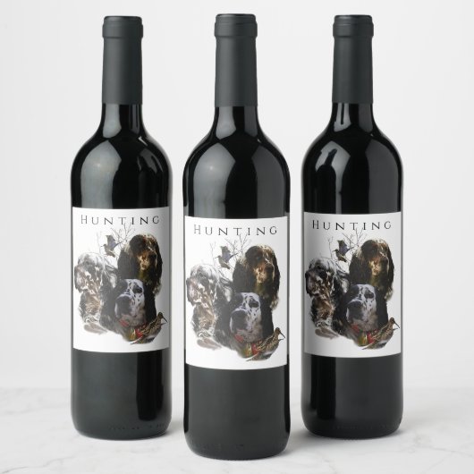 Engelse Setter, jacht op houtsnippers Wijn Etiket (Flessen)