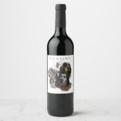 Engelse Setter, jacht op houtsnippers Wijn Etiket (Voorkant)