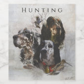 Engelse Setter, jacht op houtsnippers Wijn Etiket (Enkel label)