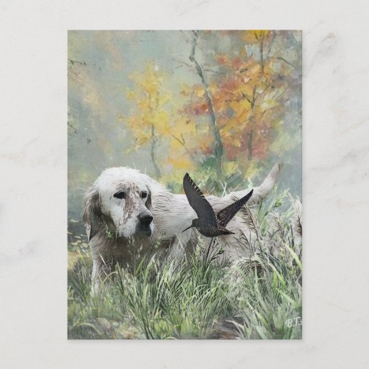 Engelse Setter, jachtseizoen voor houtsnippers, Ar Feestdagenkaart (Voorkant)