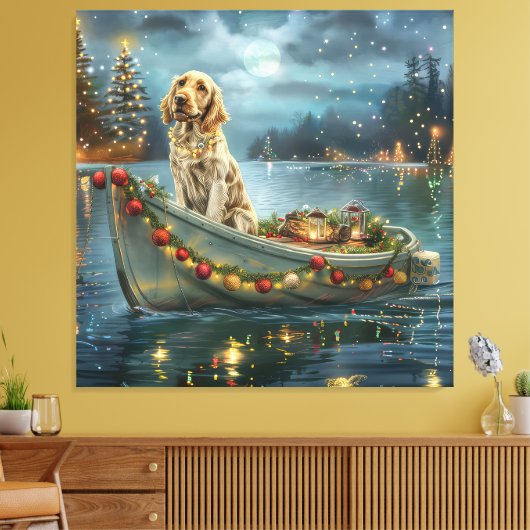 Engelse Setter Kerst Feestelijke Reis Canvas Afdruk (Insitu (Woonkamer))