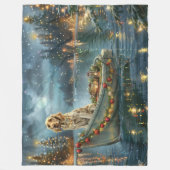 Engelse Setter Kerst Feestelijke Reis Fleece Deken (Voorkant)