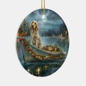 Engelse Setter Kerst Feestelijke Reis  Keramisch Ornament (Rechts)