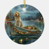 Engelse Setter Kerst Feestelijke Reis  Keramisch Ornament (Voorkant)
