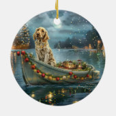 Engelse Setter Kerst Feestelijke Reis  Keramisch Ornament (Achterkant)