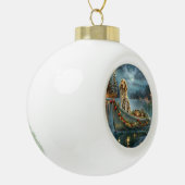 Engelse Setter Kerst Feestelijke Reis Keramische Bal Ornament (Links)