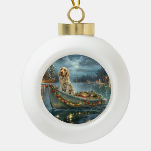 Engelse Setter Kerst Feestelijke Reis Keramische Bal Ornament