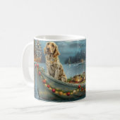 Engelse Setter Kerst Feestelijke Reis Koffiemok (Voorkant links)