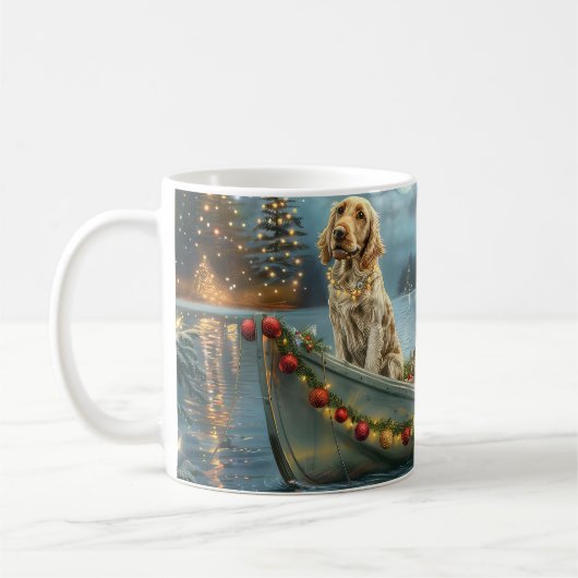 Engelse Setter Kerst Feestelijke Reis Koffiemok (Links)