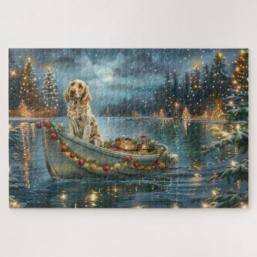 Engelse Setter Kerst Feestelijke Reis Legpuzzel (Horizontaal)