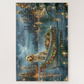 Engelse Setter Kerst Feestelijke Reis Legpuzzel (Verticaal)