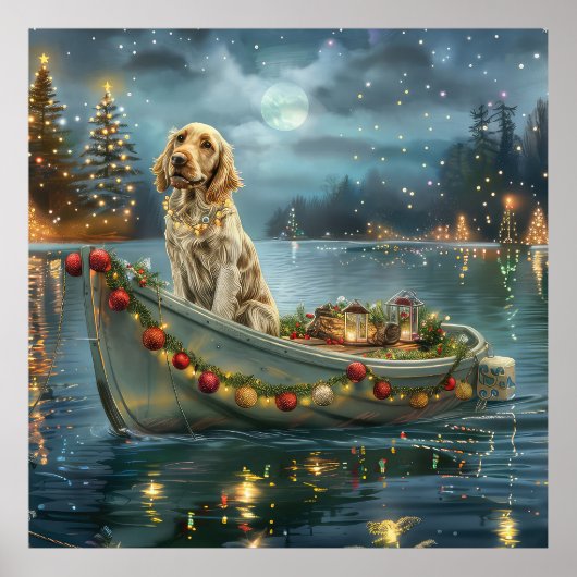 Engelse Setter Kerst Feestelijke Reis  Poster (Voorkant)