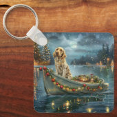 Engelse Setter Kerst Feestelijke Reis  Sleutelhanger (Voorkant)
