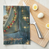 Engelse Setter Kerst Feestelijke Reis Theedoek (Quarter Fold)