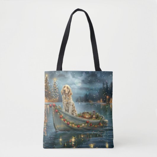 Engelse Setter Kerst Feestelijke Reis Tote Bag (Voorkant)
