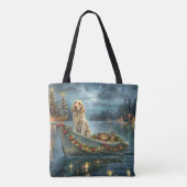Engelse Setter Kerst Feestelijke Reis Tote Bag (Achterkant)