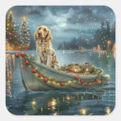 Engelse Setter Kerst Feestelijke Reis Vierkante Sticker (Voorkant)