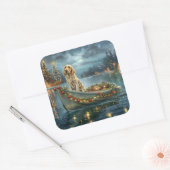 Engelse Setter Kerst Feestelijke Reis Vierkante Sticker (Envelop)