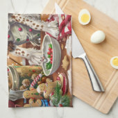 Engelse Setter Kerstbakken: Festieve Kerstmis Theedoek (Quarter Fold)