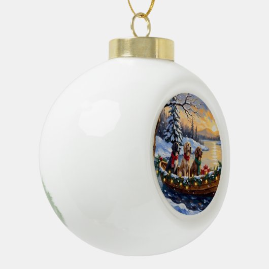 Engelse Setter Kerstboot Vakantie Keramische Bal Ornament (Links)