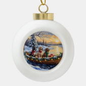 Engelse Setter Kerstboot Vakantie Keramische Bal Ornament (Voorkant)