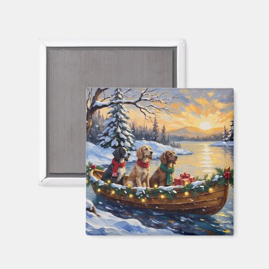 Engelse Setter Kerstboot Vakantie Magneet (Voorkant / Achterkant)