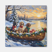 Engelse Setter Kerstboot Vakantie Magneet (Voorkant)