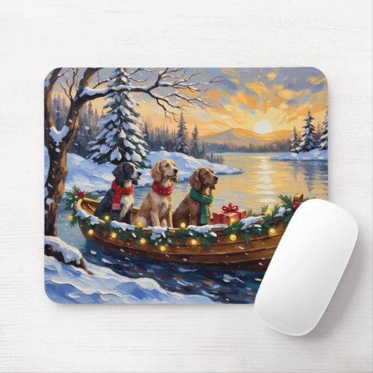 Engelse Setter Kerstboot Vakantie Muismat (Met muis)