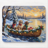 Engelse Setter Kerstboot Vakantie Muismat (Voorkant)