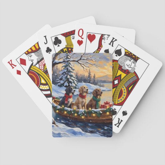 Engelse Setter Kerstboot Vakantie Pokerkaarten (Achterkant)