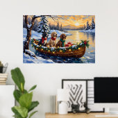 Engelse Setter Kerstboot Vakantie Poster (Thuiskantoor)