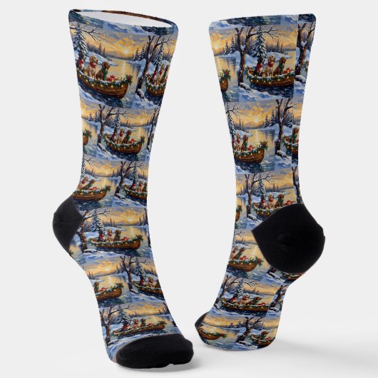Engelse Setter Kerstboot Vakantie Sokken (Gebogen)