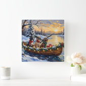 Engelse Setter Kerstboot Vakantie Vierkante Klok (Huis)