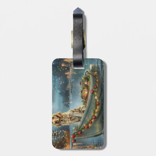 Engelse Setter Kerstfeest reis Bagagelabel (Achterkant verticaal)