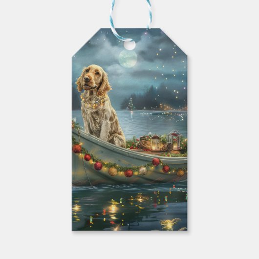 Engelse Setter Kerstfeest reis Cadeaulabel (Voorkant)