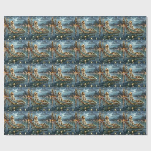 Engelse Setter Kerstfeest reis Cadeaupapier (Vlak)