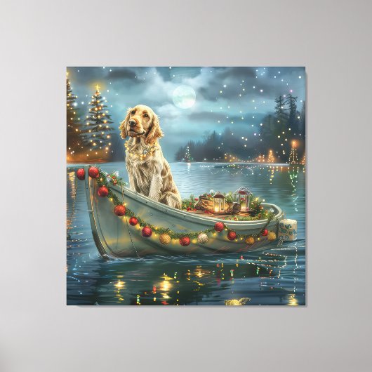 Engelse Setter Kerstfeest reis Canvas Afdruk (Voorkant)
