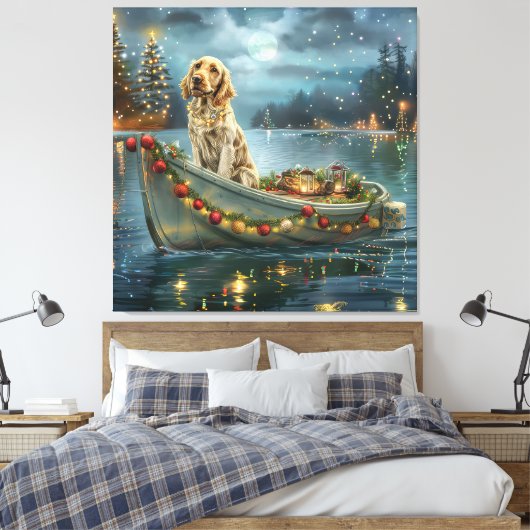 Engelse Setter Kerstfeest reis Canvas Afdruk (Insitu (Slaapkamer))