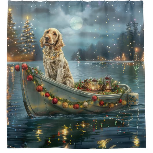 Engelse Setter Kerstfeest reis Douchegordijn (Voorkant)