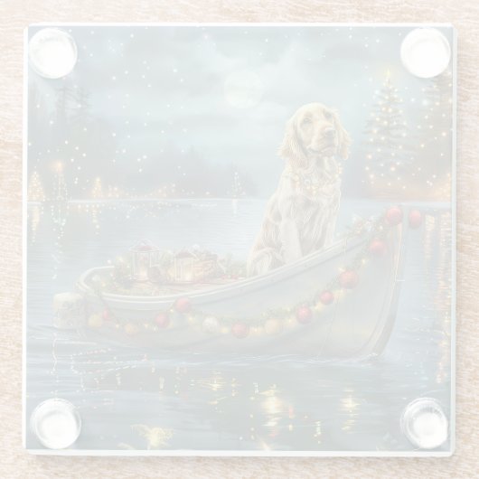 Engelse Setter Kerstfeest reis Glazen Onderzetter (Achterkant)