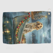 Engelse Setter Kerstfeest reis Golfhanddoek (Horizontaal)