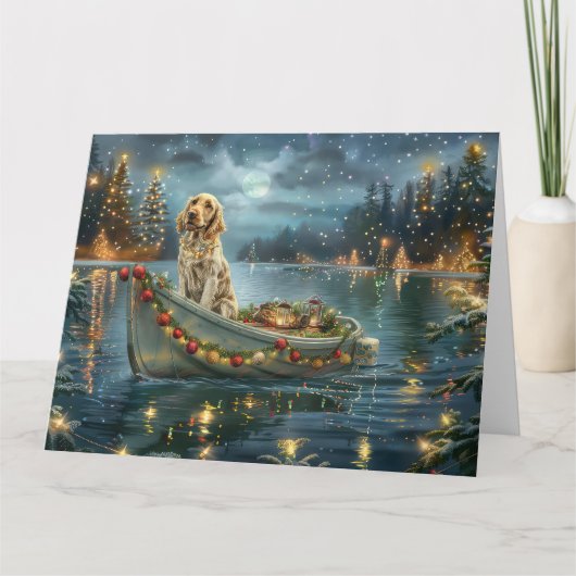 Engelse Setter Kerstfeest reis Kaart (Voorkant)