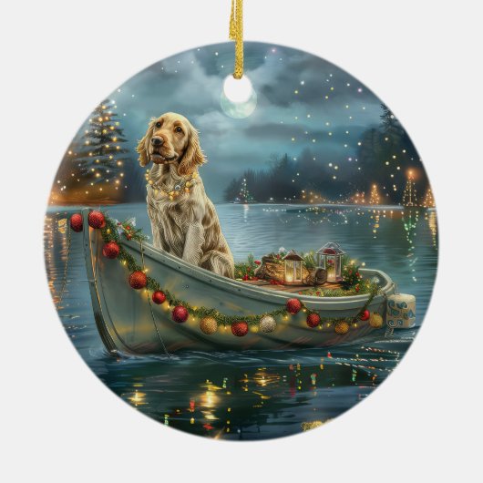 Engelse Setter Kerstfeest reis Keramisch Ornament (Achterkant)