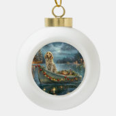 Engelse Setter Kerstfeest reis Keramische Bal Ornament (Voorkant)