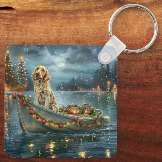 Engelse Setter Kerstfeest reis Sleutelhanger (Achterkant)